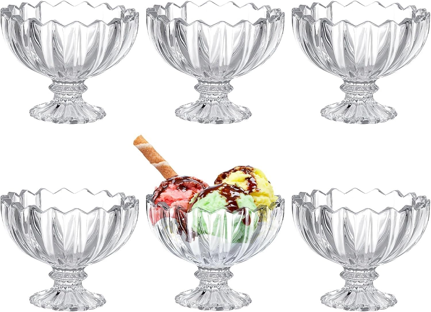 Ice Cream Dessert Bowl | Crystal Glass Dishes | Elegent Bowls for Serving Ice Cream, Pudding & Other Desserts | Ideal for Gifting & Daily use |