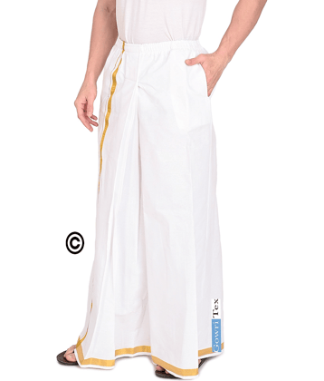 GOWRI TEX Cotton Men's Lungi White ( Pack of 1 )