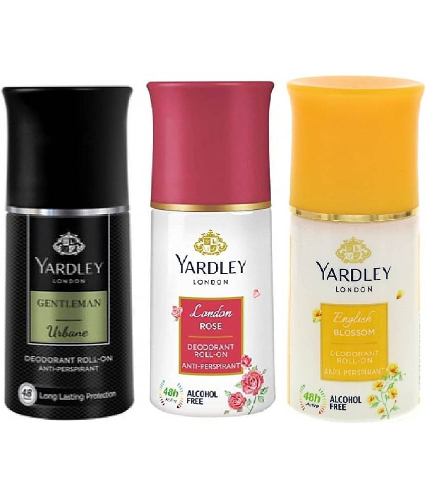 Yardley London - 1 URBAN, 1 ROSE & ENGLISH BLOSOOM Deodorant Roll-ons for Men,Women 150 ml ( Pack of 3 )