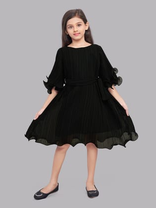 Pink Chick  Black Accordion Pleated Dress-1-2Y / Black