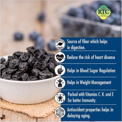 RTC Dried Blueberries Whole 150 gms I Great Source of Vitamin K and Calcium I Healthy and Tasty Snaking