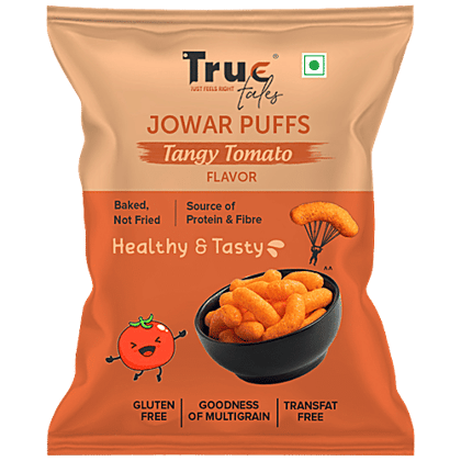 True Tales Jowar Puffs - Tangy Tomato Flavor, Baked, Crunchy, Gluten Free, 100 g