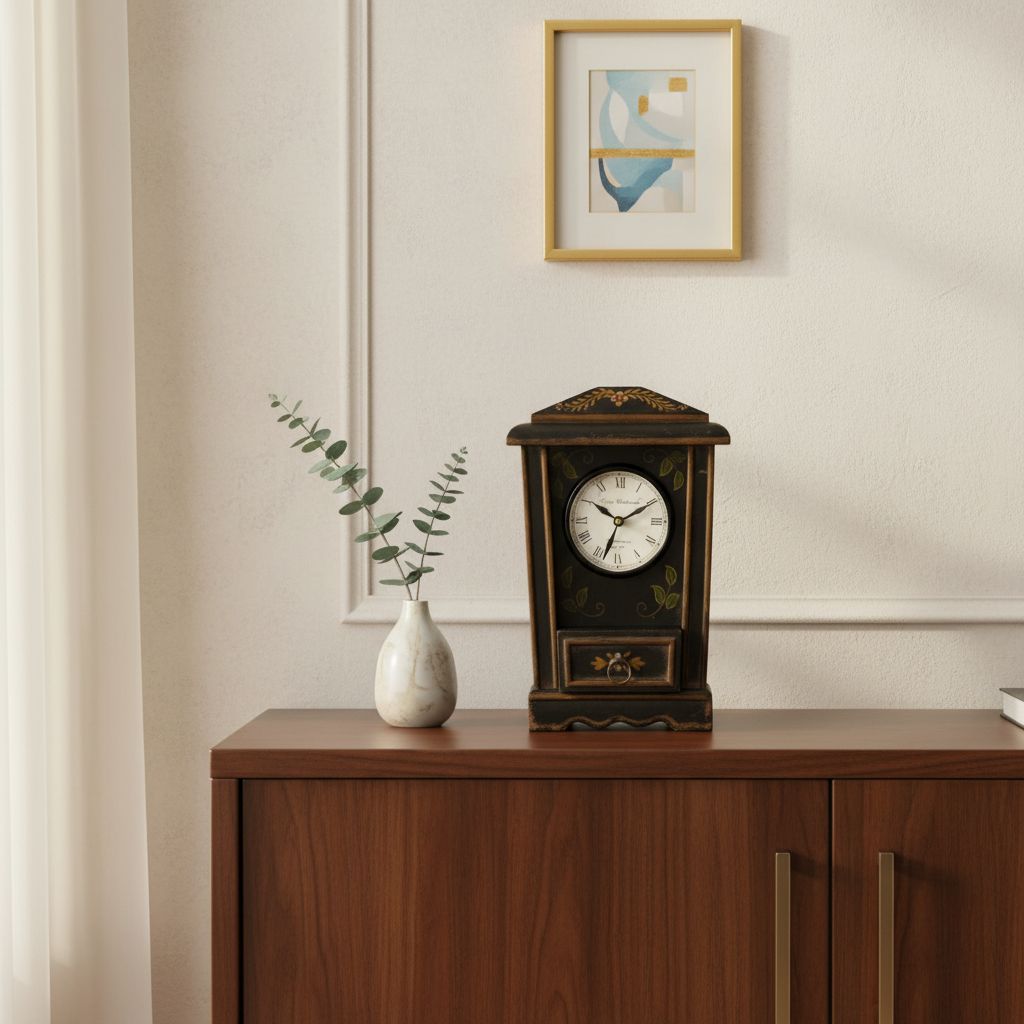 Antique Painted Tabletop Home Decor Clock | Table Clock Decor