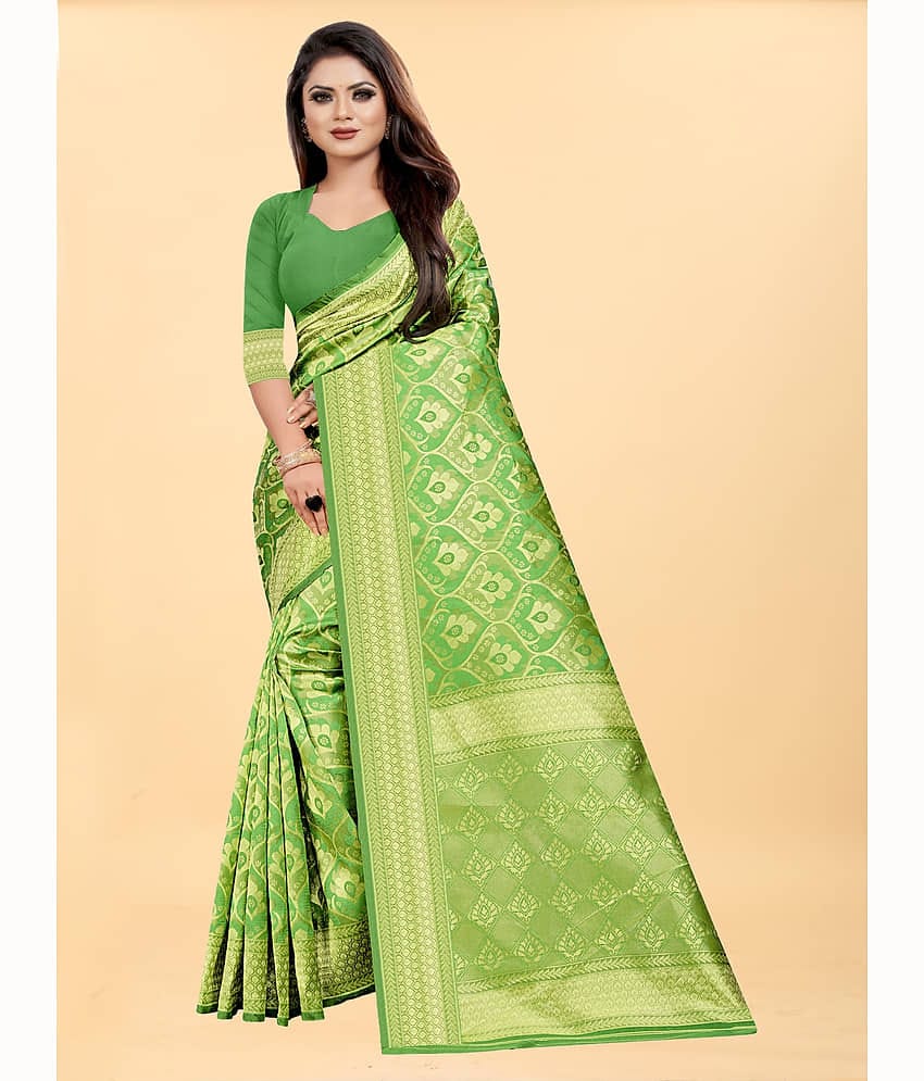 Gazal Fashions Banarasi Silk Embellished Saree With Unstitched Blouse Piece ( Wine )