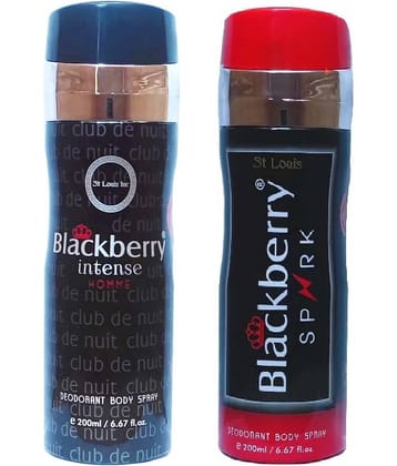 St Louis - 1 BLACKBERRY INTENSE,  1BLACKBERRY SPARK Deodorant Spray for Men,Women 400 ml ( Pack of 2 )