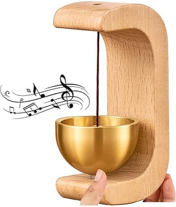 Wooden Meditation Bowl Gong with Stand, Decorative Brass Singing Bowl, Musical Chimes for Relaxation - Magnetic