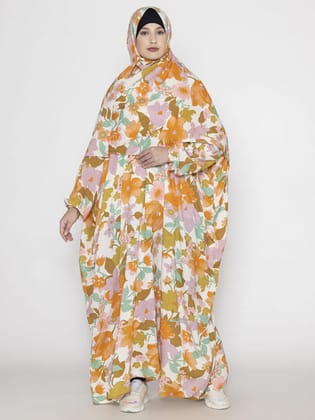 Floral Print Prayer Gown Multi Colored-Small