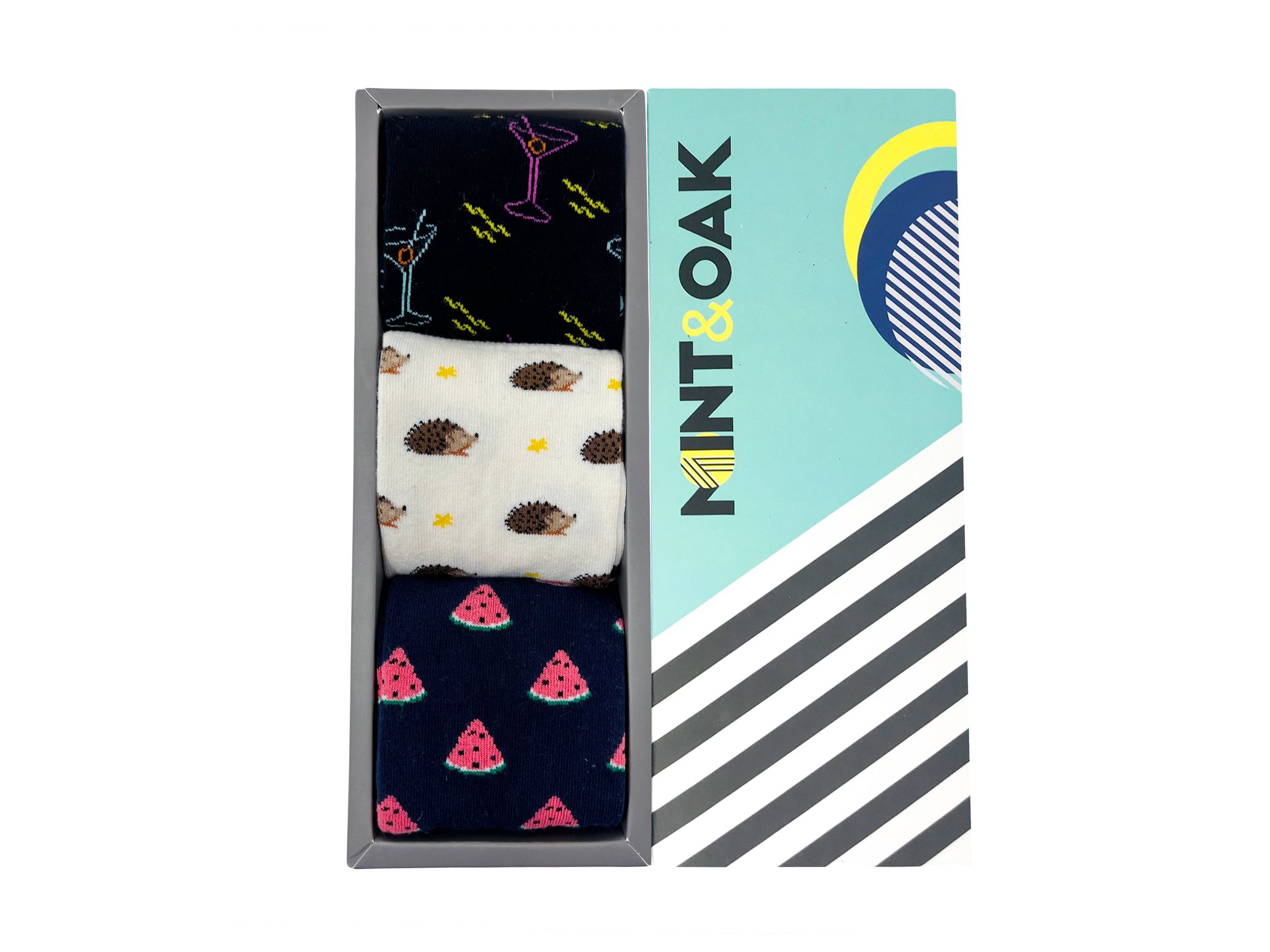Feet Fiesta Set-of-3 Crew Socks for Men