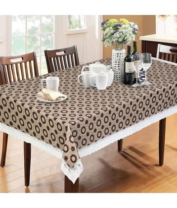 Printed PVC 6 Seater Rectangle Table Cover ( 228 x 152 ) cm Pack of 1 Beige