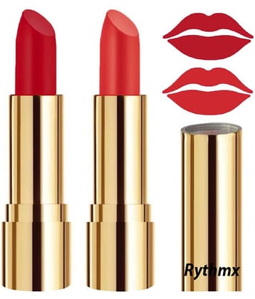 Rythmx Red,Orange Matte Creme Lipstick Long Stay on Lips Multi Pack of 2 8 g