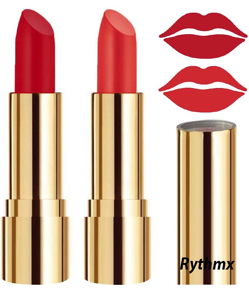 Rythmx Red,Orange Matte Creme Lipstick Long Stay on Lips Multi Pack of 2 8 g