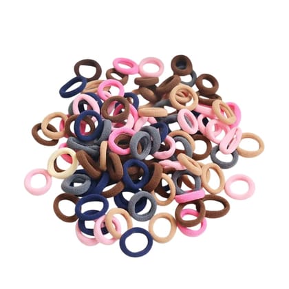 Saavi Ponytail Holder (Dark Multicolor, Pack of 100) Cotton Mini Hair Elastic Rubber Bands for Pony | Tight, Non-slippery, Stretchable | Cotton Elastic Rubber Bands for Kids, Girls Saavi Ponytail Holder (Dark Multicolor, Pack of 100) Cotton Mini Hair Ela