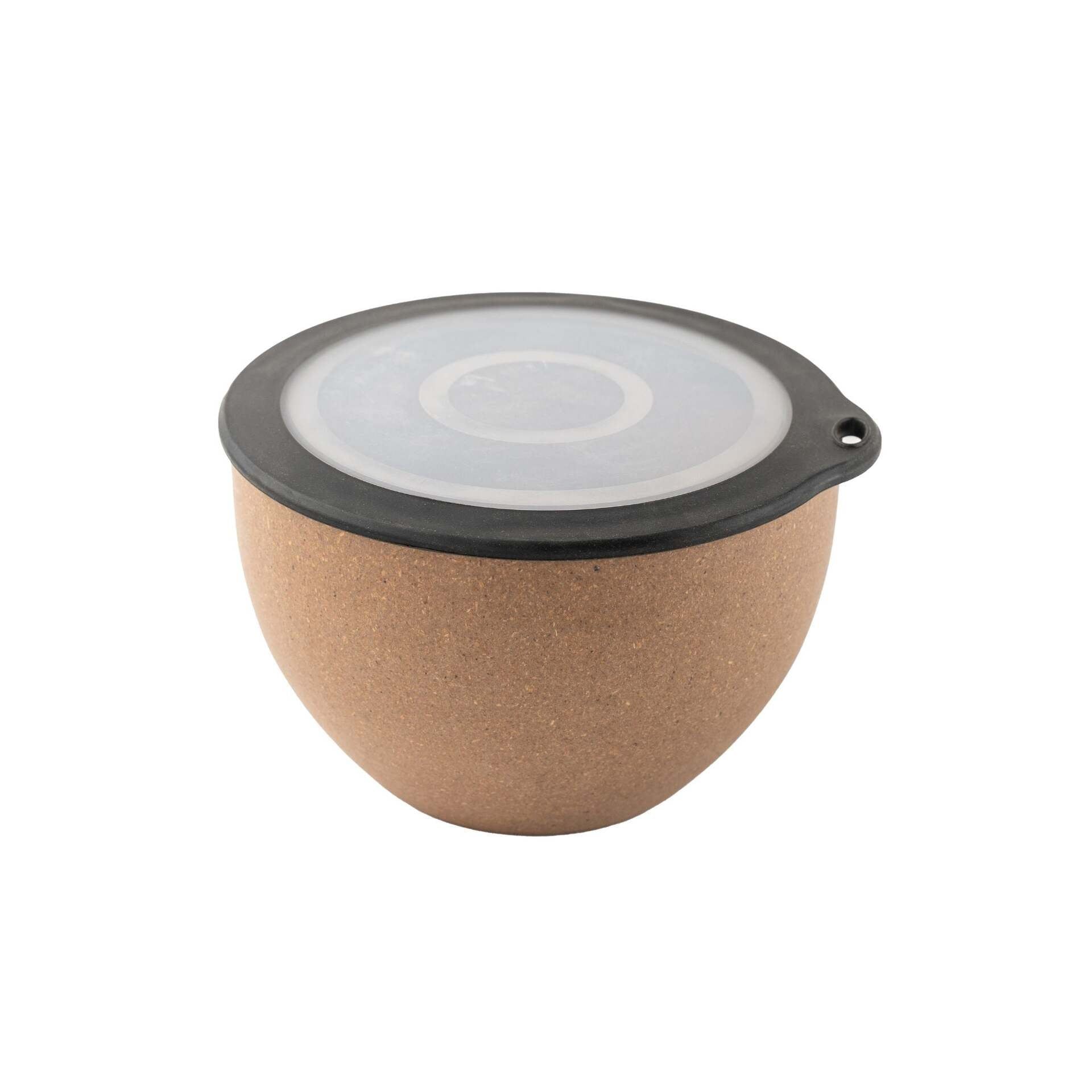 Rice Husk And Bamboo Fiber Serving Bowl With Lid- 1.6L-SAND BROWN / OF 1