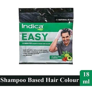Indica Easy Shampoo Based Hair Colour Natural Black - Pack Of 1 (18ml)