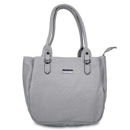 Jothi Tessel Premium Womens Handbag | 3-Compartment Synthetic Leather Tote | Pebbled Matte Finish | Water-Resistant | Soft Base | Light Grey