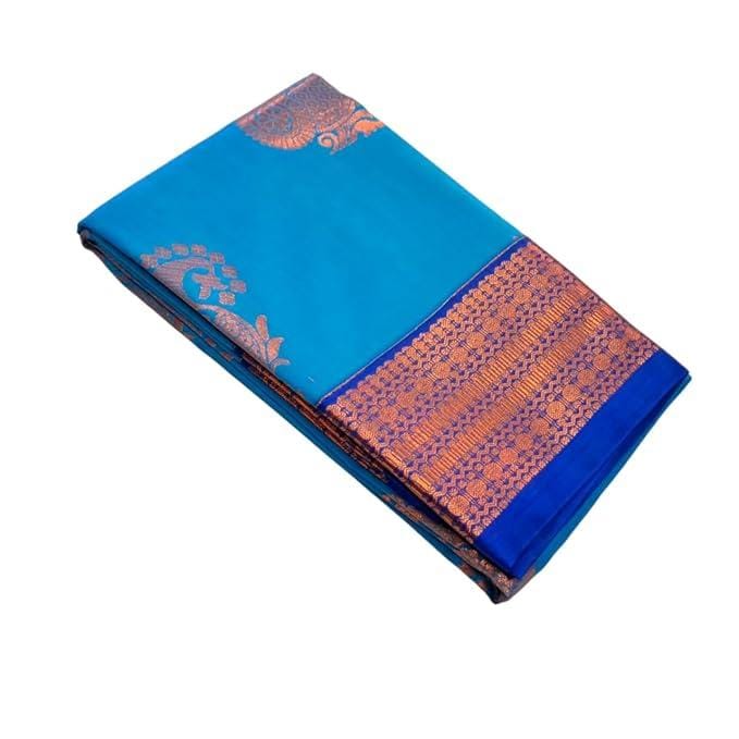 Semi Soft Silk Korvai Border Sarees with Rich Pallu and Blouse Contrast