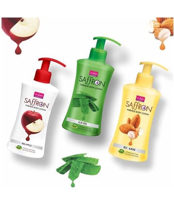 VI-JOHN Saffron Fairness Body Lotion Aloevera ,Milk Almond & Red Apple 250ml Pack of 3