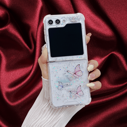 Butterfly Glitter Transparent Cover-Samsung Galaxy Z Flip 5