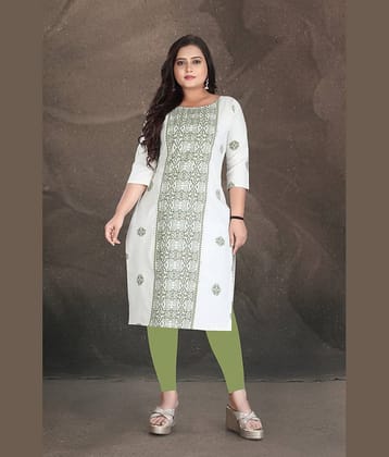 Hetsa Women Cotton Printed A-line Kurti ( White )