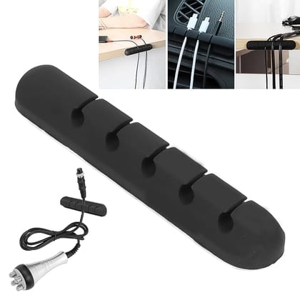 5 Slot Cable Clips - Silicone Adhesive Cord Management Organizer (1 Pc / 5 Slot)
