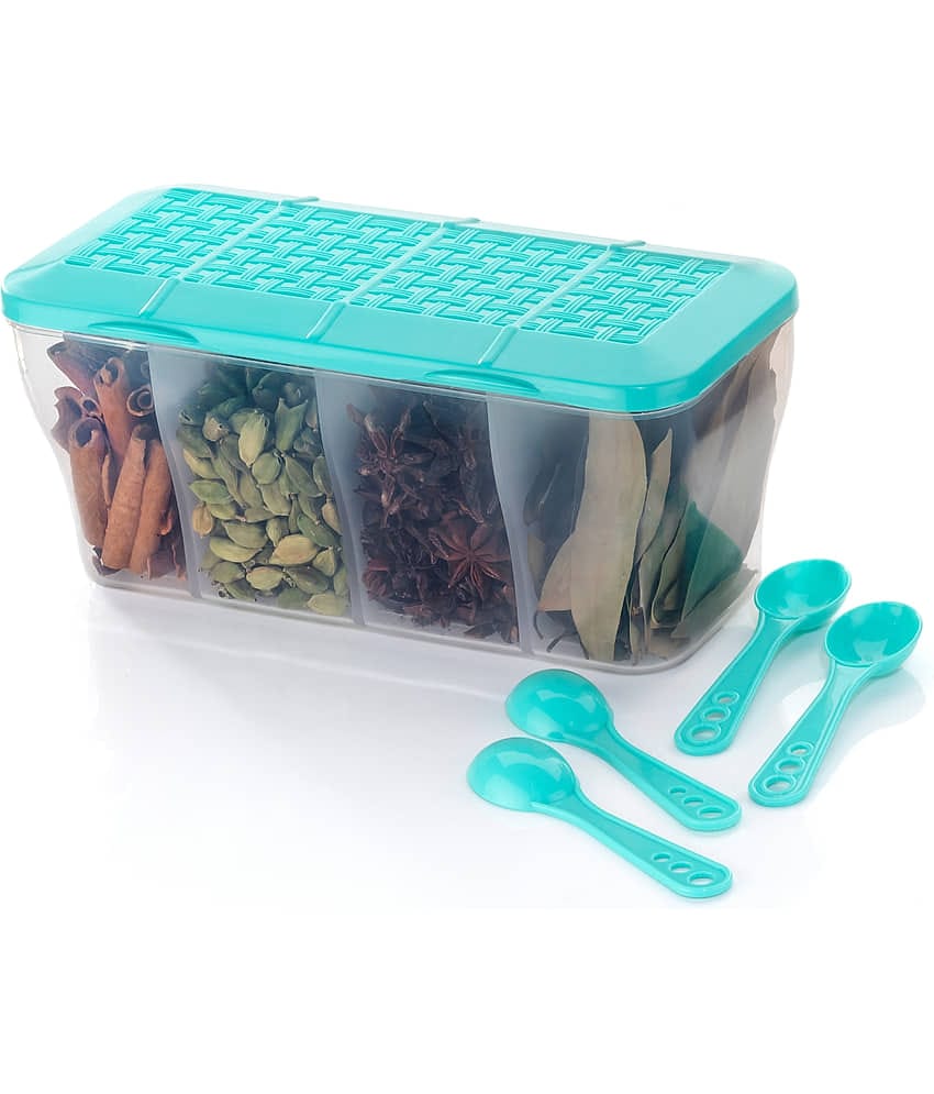 OFFYX - Masala dabba Set PET Aqua Green Tea/Coffee/Sugar Container ( Set of 1 )