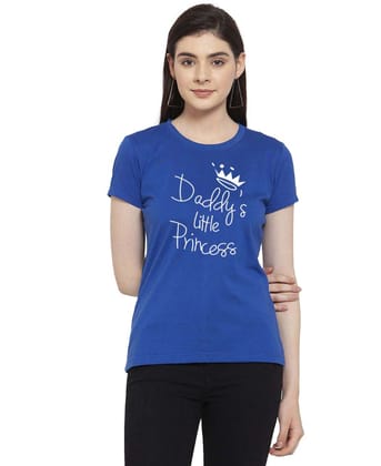 Women's Cotton Blend Daddy's Little Princess Printed T Shirt S (Blue)