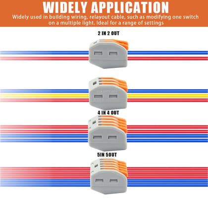 SPARKWORLD 46PCS Quick Wire Connector Kit | Reusable Electrical Cable Connectors | 2/3/4/5 Port Push Lever Terminal Block Se | Colour: 46 Pcs