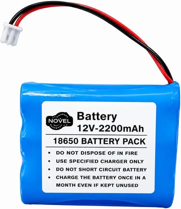 NOVEL 12V 2200mAh 18650 Lithium-Ion Rechargeable Battery Pack | Suitable for DIY Electronics, Robotics Applications, Backup Systems and Portable Equipment
