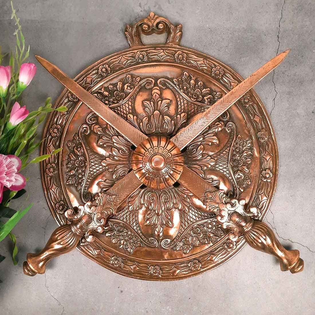 Sword & Shield Wall Hanging | Royal Samurai Dhal Talwar Wall Mount Set - For Home, Living Room Decor - 18 Inch