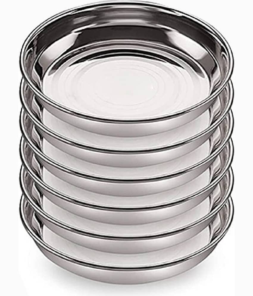 LEROYAL 6 Pcs Stainless Steel Steel Dessert Plate