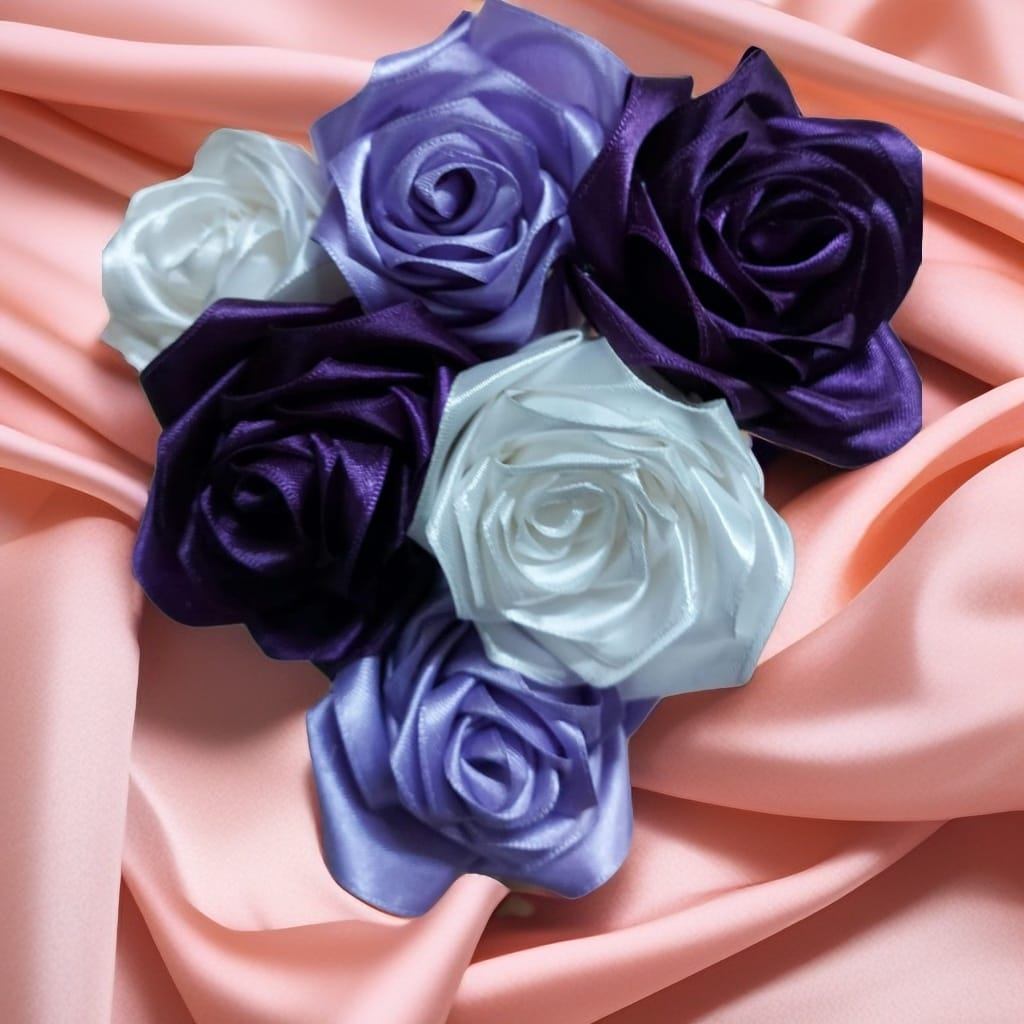 Luxurious Satin Ribbon Flower Bouquet - Customizable Decorative Arrangement