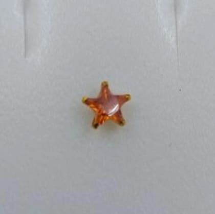 Beautiful Gold Plated Nose Pin Crytal Stone Five Star Orange Wedding Nose Ring Fashion Gift Jewellry Pack of 1