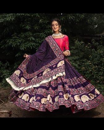 Blue Colour Designer Printed Heavy Lehngha Choli