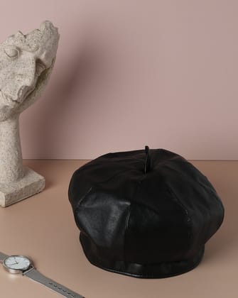 Solid Black Stylish Hat-Hat