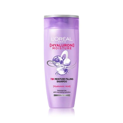 L Oral Paris Moisture Filling Shampoo, With Hyaluronic Acid, For Dry & Dehydrated Hair, Adds Shine & Bounce, Hyaluron Moisture 72H, 340Ml. L Oral Paris Moisture Filling Shampoo, With Hyaluronic Acid, For Dry & Dehydrated Hair, Adds Shine & Bounce, Hyalur