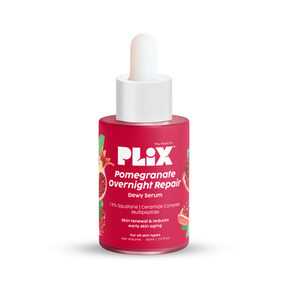 PLIX - THE PLANT FIX Pomegranate Overnight Repair Dewy Serum (30ml) for Ageless Younger Skin | Reduce Fine Lines & Wrinkles | Collagen Boosting, Hydrating Serum for Women & Men | Anti-ageing PLIX - THE PLANT FIX Pomegranate Overnight Repair Dewy Serum (3