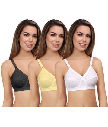 Eve's Beauty Pack of 3 Cotton Non Padded Women's T-Shirt Bra ( Multi Color )