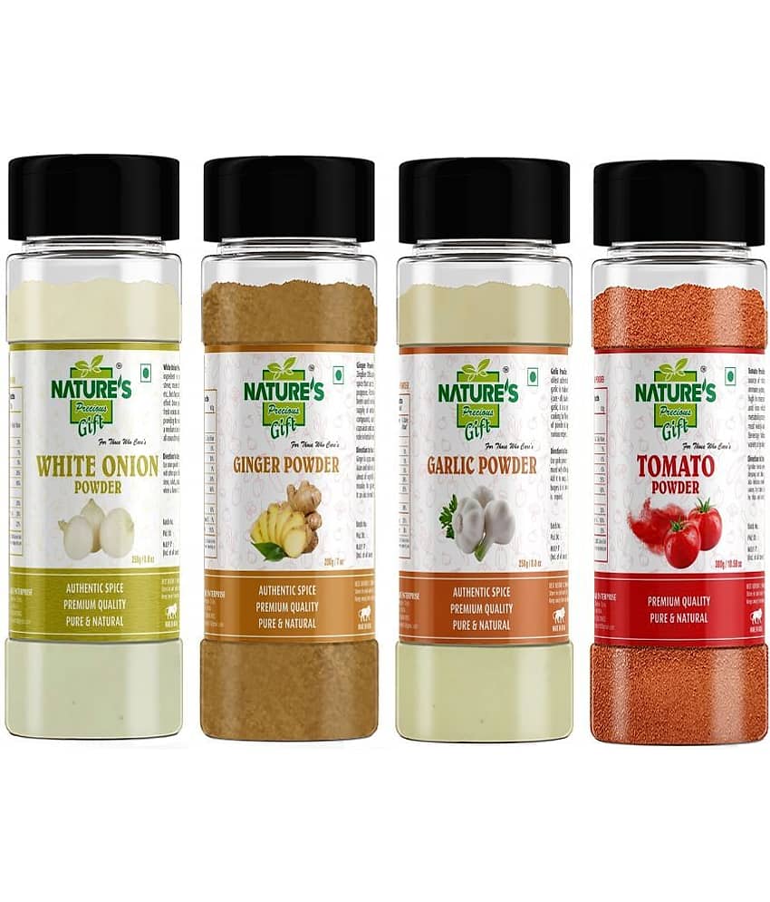 Natures Gift Onion Powder 250gm, Ginger Powder 200 gm, Garlic Powder 250 gm & Tomato Powder 300 gm - Ready To Cook Powder 1 kg