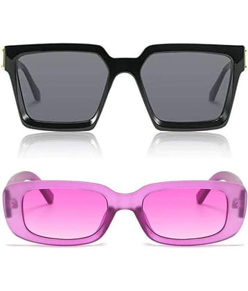 Kanny Devis - Black Rectangular Sunglasses ( Pack of 2 )