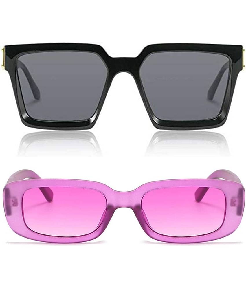 Kanny Devis - Black Rectangular Sunglasses ( Pack of 2 )