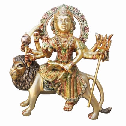 Brass Durga Ji God Idol - Antique Brass Statue for Home Decor, Height : 14.5 Inch (BSMAS937 E)