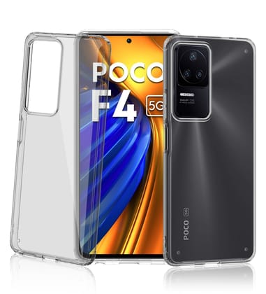 Ice Crystal Series Hybrid Yellow Resistant Transparent PC Military Grade TPU Back Cover for POCO F4 5G, 6.67 inch, Black Clear