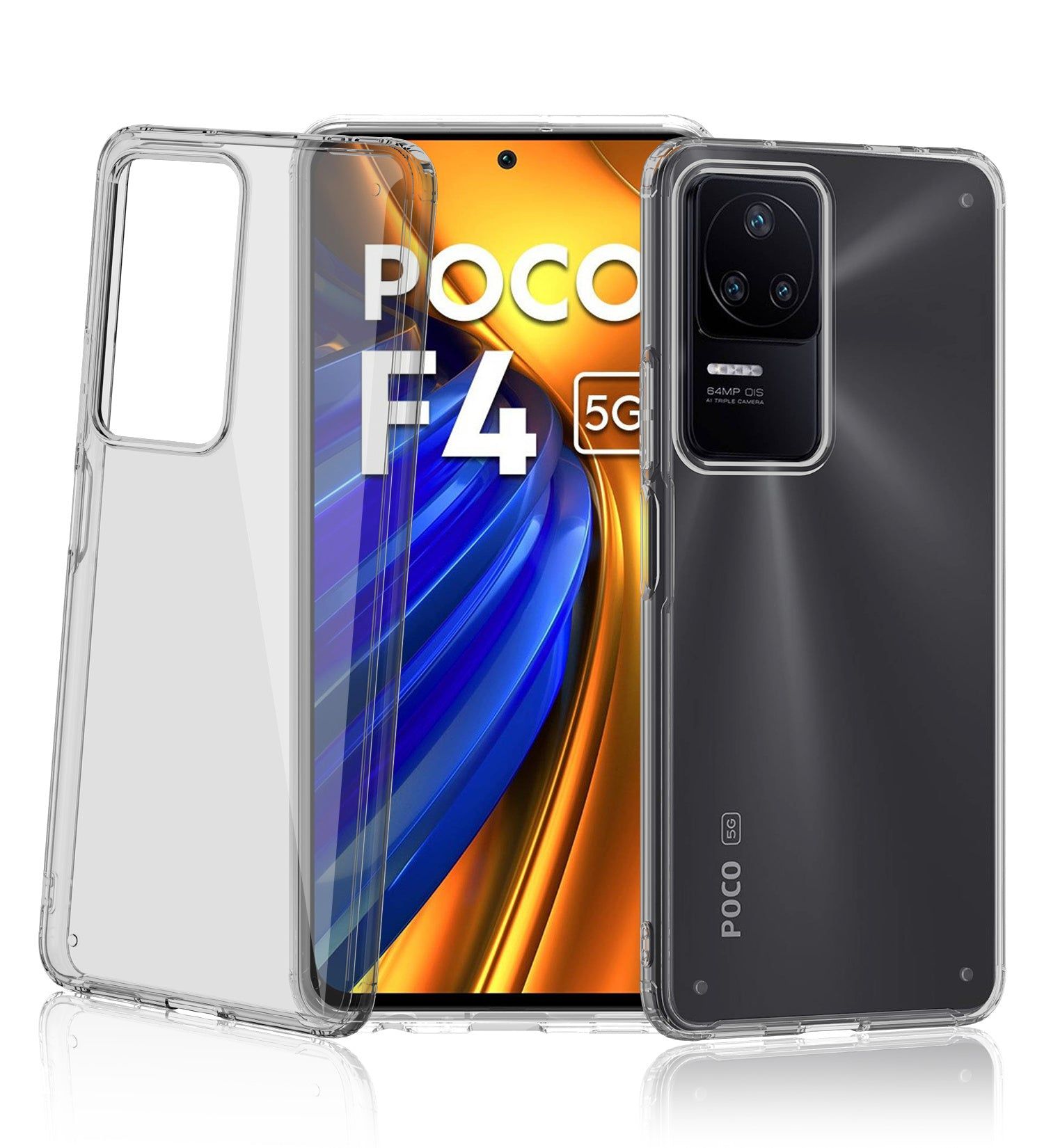 Ice Crystal Series Hybrid Yellow Resistant Transparent PC Military Grade TPU Back Cover for POCO F4 5G, 6.67 inch, Black Clear