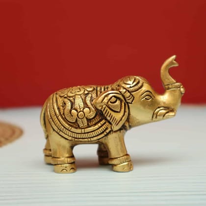 Brass Majestic Elephant Sculpture - 2.65 Inch Height - Ideal for Home Decor and Collectors!