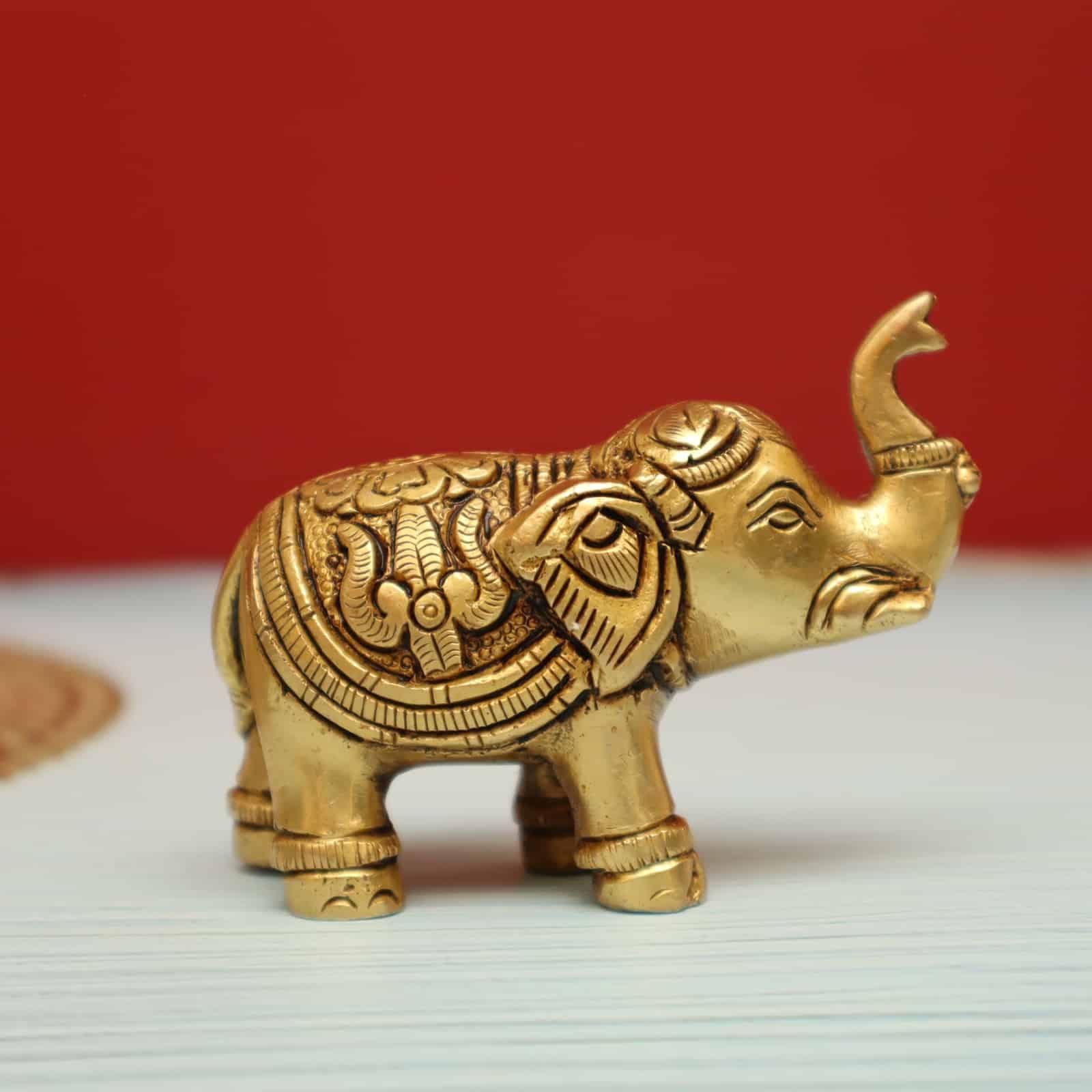 Brass Majestic Elephant Sculpture - 2.65 Inch Height - Ideal for Home Decor and Collectors!