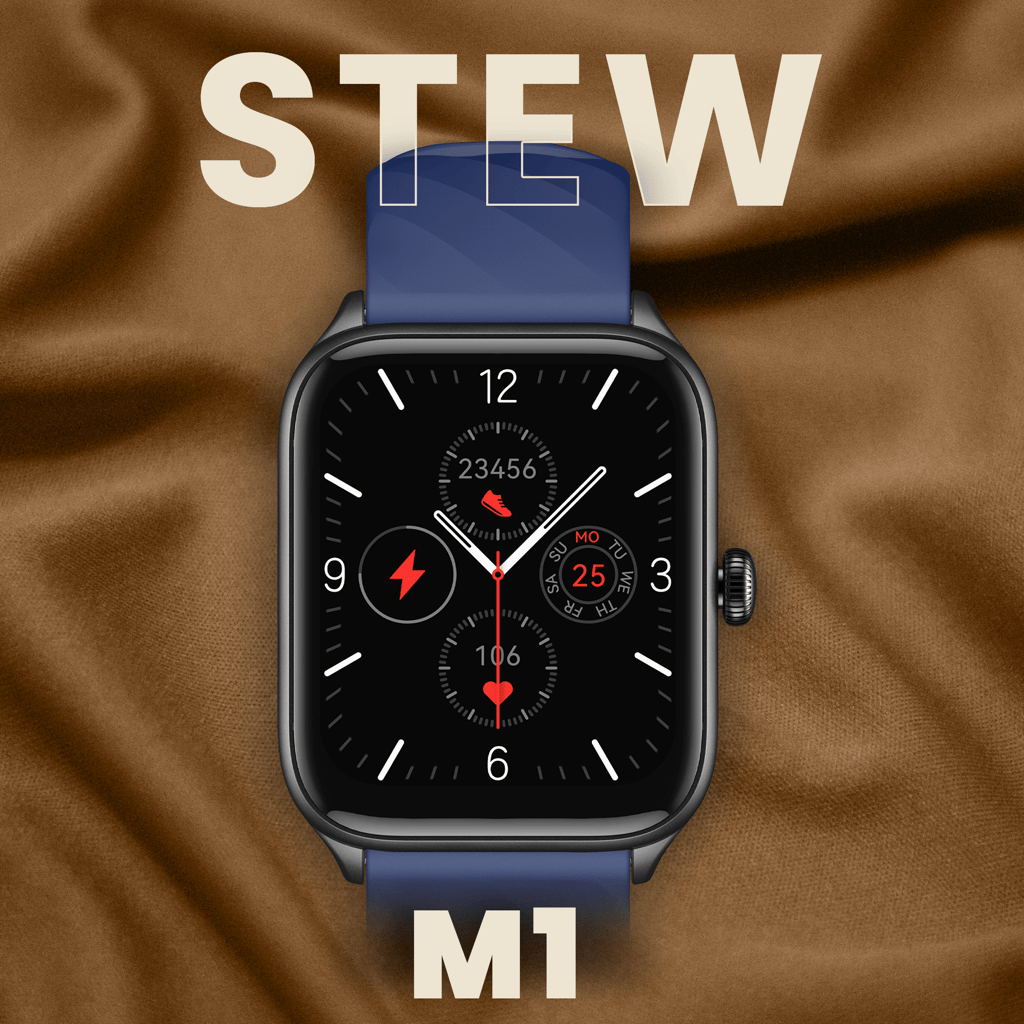 CELLECOR M1 Stew 1.83 IPS Display Smart Watch, Bluetooth Calling, Unlimited Watch Faces, 100+ Sports Modes, Health Suite, Voice Assistance (Black-Blue)