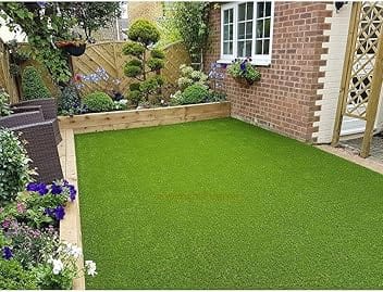 Eurotex 35Mm Rectangular Artificial Grass Rubber Back Carpet Mat for Balcony, Lawn, Door, Soft Comfortable (Pe & Pp, Natural Green, 6.5X7 Feet)