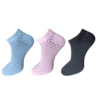 3-Pair Set Unisex Casual Cotton Printed Ankle Length Socks (Multicolor)