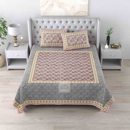 Soft & Breathable Pure Cotton Jaipuri Sanganeri Double Bedsheet with Pillow Covers Soft & Breathable Pure Cotton Jaipuri Sanganeri Double Bedsheet with Pillow Covers