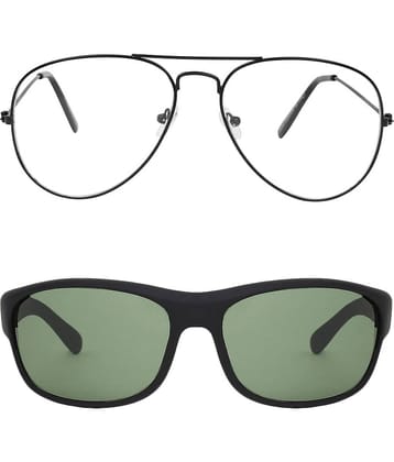 Kanny Devis - Black Wrap Around Sunglasses ( Pack of 2 )